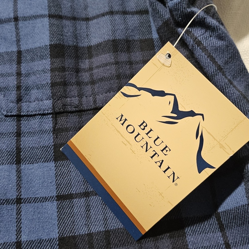 Blue Mountain Blue Plaid Flannel Shirt Button Up Long Sleeve Casual Mens LT NWT‎ - Picture 9 of 16